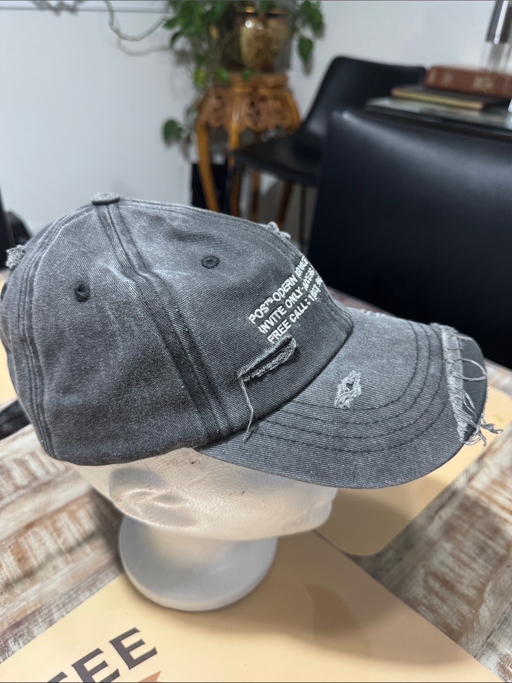 Cotton On Distressed Washed-Black Baseball Cap